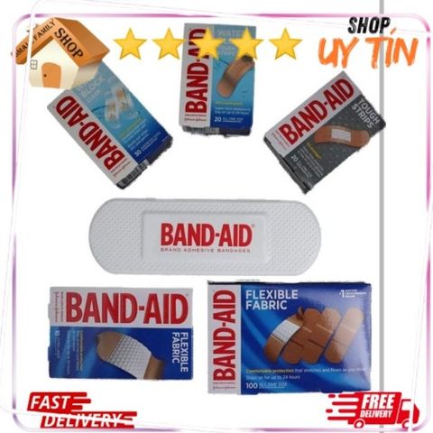 Băng cá nhân Band-Aid Brand - Hộp 188 miếng, băng dán chống thấm nước và vải linh hoạt cho gia đình, bảo vệ vết thương hiệu quả