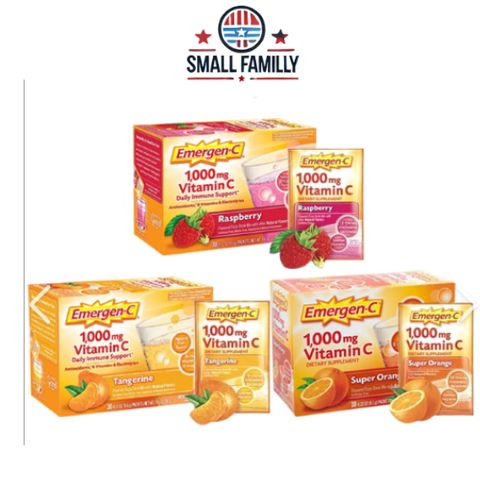 Bột Sủi Emergen-C Vitamin C 1000mg - Tăng Cường Hệ Miễn Dịch và Năng Lượng - Sản Phẩm Vitamin Tổng Hợp Mỹ