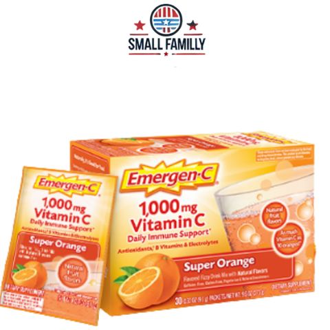 Bột Sủi Emergen-C Vitamin C 1000mg - Tăng Cường Hệ Miễn Dịch và Năng Lượng - Sản Phẩm Vitamin Tổng Hợp Mỹ