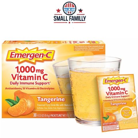 Bột Sủi Emergen-C Vitamin C 1000mg - Tăng Cường Hệ Miễn Dịch và Năng Lượng - Sản Phẩm Vitamin Tổng Hợp Mỹ