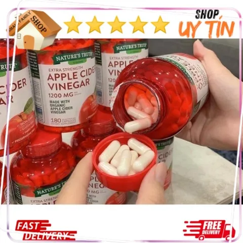 Viên / Kẹo giảm cân giấm táo, mỡ thừa Apple Cider Vinegar 1200mg 180 viên