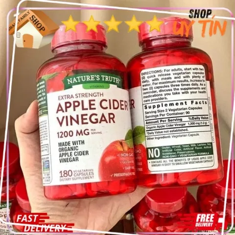 Viên / Kẹo giảm cân giấm táo, mỡ thừa Apple Cider Vinegar 1200mg 180 viên