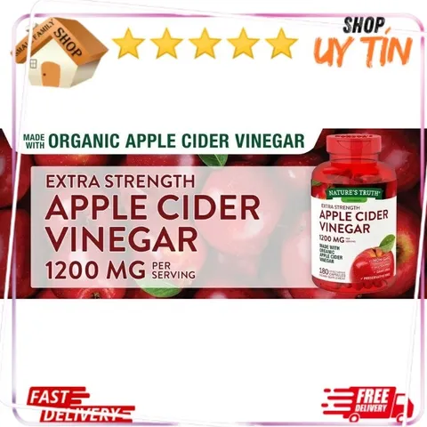 Viên / Kẹo giảm cân giấm táo, mỡ thừa Apple Cider Vinegar 1200mg 180 viên