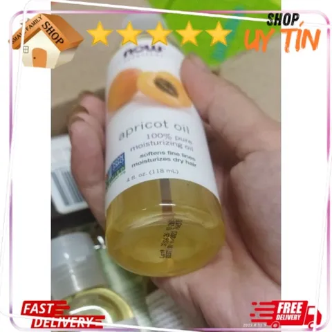 Dầu Mơ Apricot 100% Dưỡng Ẩm Da, Tóc Chống Lão Hóa - NOW FOODS 118ml Giải Pháp Cho Da Khô, Tóc Giòn