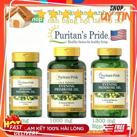 Viên uống tinh dầu hoa anh thảo Puritan's Pride 500mg_1000mg_1300mg - Cân bằng nội tiết tố, cải thiện sức khỏe nữ giới, làm đẹp da và tóc