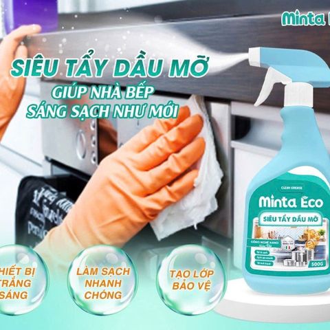 Siêu Tẩy Dầu Mỡ Minta Eco 500g - Tẩy Sạch Vết Bẩn Cứng Đầu, Khử Mùi, Diệt Khuẩn An Toàn Cho Da Tay, Hóa Chất Thiên Nhiên