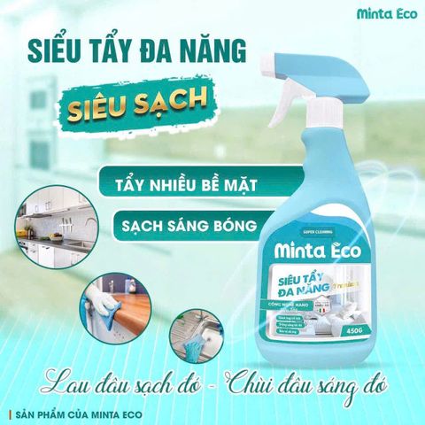 Nước Siêu Tẩy Đa Năng Minta Eco 450g - Công Nghệ Nano An Toàn, Tẩy Sạch Nhanh Chóng Nhiều Bề Mặt Trong Nhà, Thân Thiện Với Da Tay