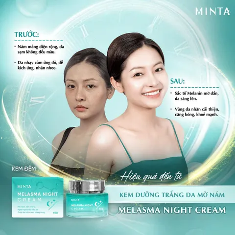 Kem Đêm Minta Melasma 50g - Dưỡng Trắng, Ngừa Nám Tàn Nhang, Cấp Ẩm Sâu, Ngăn Ngừa Lão Hóa Da