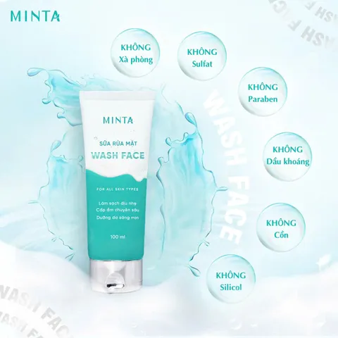 Sữa Rửa Mặt Minta Wash Face 100ml - Làm Sạch Dịu Nhẹ, Cấp Ẩm Chuyên Sâu, pH 5.5, Phù Hợp Mọi Loại Da, Dưỡng Da Tươi Sáng