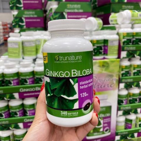 (Xách tay) Viên Uống Bổ Não Ginkgo Biloba Trunature 120mg - Hỗ Trợ bổ sung Trí Nhớ & Nâng Cao việc Tập Trung - Lọ 340 Viên Xách Tay Mỹ