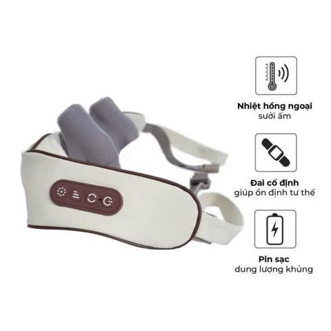Máy Massage Cổ Vai Gáy Buheung MK-332 - Thiết Bị Massage Thông Minh Có Nhiệt Hồng Ngoại, Đai Cố Định, Pin Sạc Dung Lượng Cao