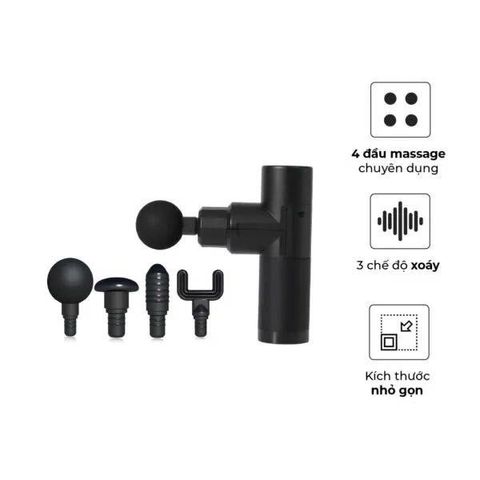 Súng Massage Buheung MK-330 - Thiết Bị Massage Trị Liệu Với 4 Đầu Massage, 3 Chế Độ, Thiết Kế Nhỏ Gọn và Tiện Lợi