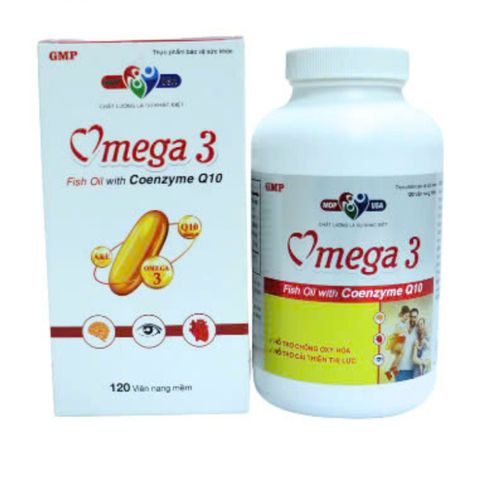 Viên Uống Omega 3 Dầu Cá - Hỗ Trợ Sức Khỏe Não Bộ, Da, Mắt - Lọ 60 Viên Nang Mềm Coenzyme Q10 Bổ Sung Omega 3 EPA DHA
