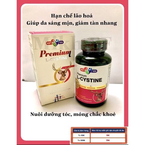 Viên uống Premium L-Cystine 120 viên - Giúp trắng sáng da, mờ thâm nám và bảo vệ sức khỏe làn da hiệu quả.