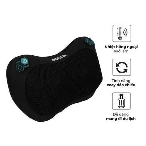 Gối Massage Choice Dr. DC-022 - Thiết Bị Massage Trị Liệu Có Tính Năng Nhiệt, Thư Giãn và Hẹn Giờ, Dành Cho Ô Tô và Gia Đình