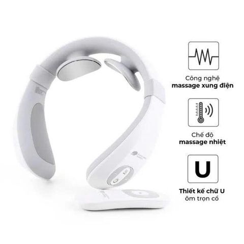 Máy Massage Cổ Buheung MK-331 - Thiết bị massage trị liệu xung điện EMS, nhiệt hồng ngoại an toàn, điều khiển từ xa, nhẹ 165g