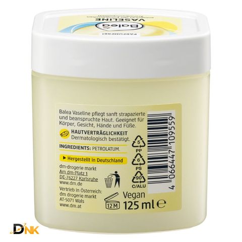 Kem Dưỡng Ẩm Balea Vaseline 125ml - Hàng Nội Địa Đức, Giúp Làm Mềm Da Khô Nẻ, Không Hương Liệu, An Toàn Cho Da Nhạy Cảm