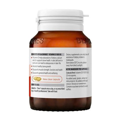 Viên uống bổ sung Vitamin D3 1000IU Blackmores 60 viên - Tăng cường sức khỏe xương và hệ miễn dịch tự nhiên