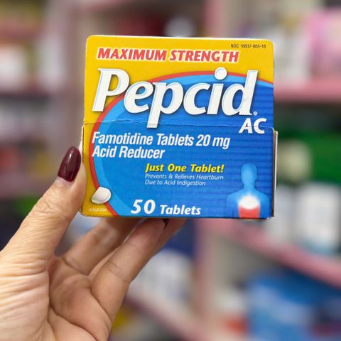 Viên uống Pepcid AC Maximum Strength 20mg 50 viên - Hỗ trợ giảm axit dạ dày, ợ nóng, trào ngược nhanh chóng và hiệu quả