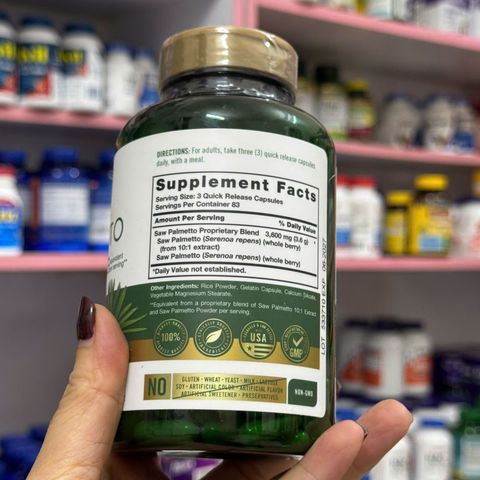 Carlyle Saw Palmetto 3600mg 250 viên – Hỗ trợ sức khỏe tuyến tiền liệt và cân bằng hormone nam