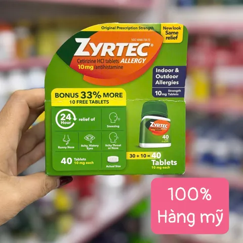 90 Viên uống giảm dị ứng Zýrtec Allergy 10mg – Hiệu quả 24 giờ cho hắt hơi, sổ mũi, ngứa mắt, phù hợp cho người bị dị ứng bụi, phấn hoa