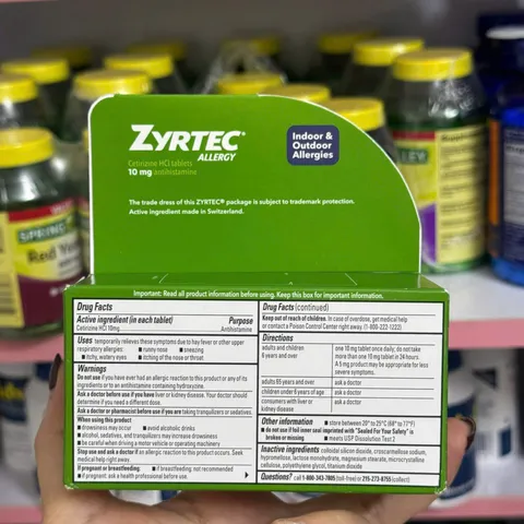 90 Viên uống giảm dị ứng Zýrtec Allergy 10mg – Hiệu quả 24 giờ cho hắt hơi, sổ mũi, ngứa mắt, phù hợp cho người bị dị ứng bụi, phấn hoa