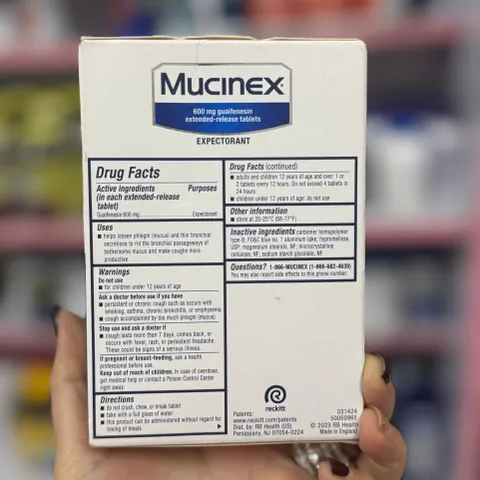 Mucinex 600mg (80 viên) - Viên uống hỗ trợ long đờm, giảm nghẹt ngực, thông thoáng đường thở - Sản phẩm chăm sóc sức khỏe hàng Mỹ
