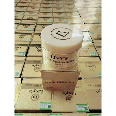 Kem Dưỡng Trắng Da BODY LIVY Thái Lan Chính Hãng 250g - Dưỡng Trắng, Chống Nắng SPF 45++, An Toàn Cho Tất Cả Loại Da