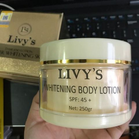 Kem Dưỡng Trắng Da BODY LIVY Thái Lan Chính Hãng 250g - Dưỡng Trắng, Chống Nắng SPF 45++, An Toàn Cho Tất Cả Loại Da