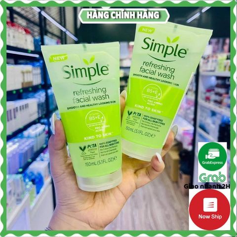 Sữa Rửa Mặt Simple 150ml - Gel Làm Sạch Da Nhạy Cảm, Không Hương Liệu, Phục Hồi Độ Ẩm Tự Nhiên