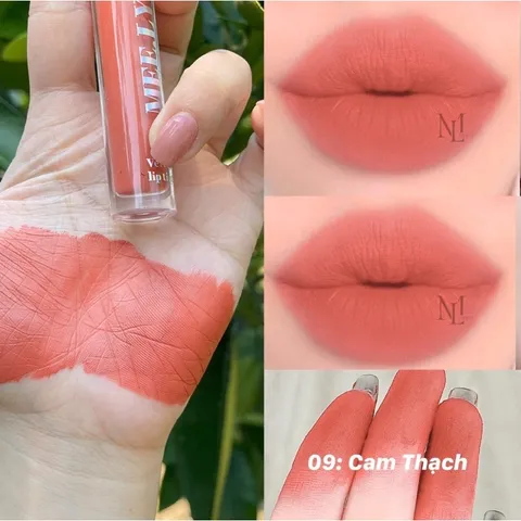 Son Kem Lì MELLY Dưỡng Ẩm, Giữ Màu 12 Giờ - Không Chì, Chất Son Velvet Đẹp, An Toàn Cho Mẹ Bầu, Màu Đỏ Ngói, Cam Thạch