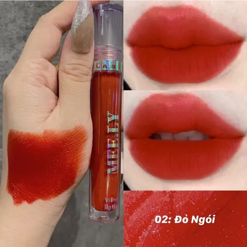 Son Kem Lì MELLY Dưỡng Ẩm, Giữ Màu 12 Giờ - Không Chì, Chất Son Velvet Đẹp, An Toàn Cho Mẹ Bầu, Màu Đỏ Ngói, Cam Thạch