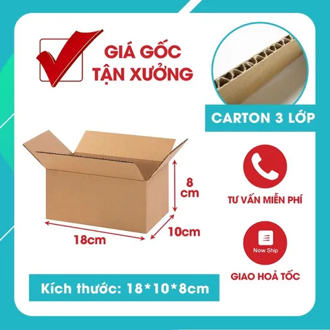 100 Hộp Carton 10*10*8 3 lớp Cứng Cáp Hoàn Về Không Bị Móp
