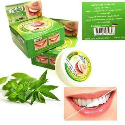 Kem Tẩy Trắng Răng Green Herbal Thailand - Loại Bỏ Ố Vàng & Làm Trắng Răng Nhanh Chóng, Hơi Thở Thơm Mát, Tặng Bàn Chải