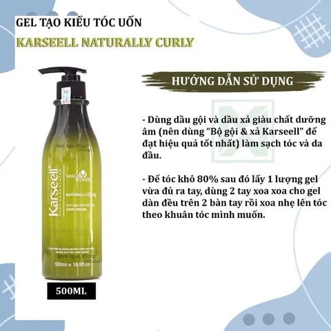 Kem Tạo Kiểu Tóc Xoăn Karseell 500ml - Gel Bóp Xoăn Tạo Sóng, Giữ Nếp, Chống Hư Tổn, Phù Hợp Mọi Loại Tóc