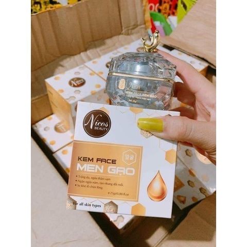 Kem Dưỡng Trắng Da Mặt Nicos Gạo Cho Nam, Giúp Kháng Nắng, Mờ Thâm Mụn, Bổ Sung Collagen, Hũ 25g