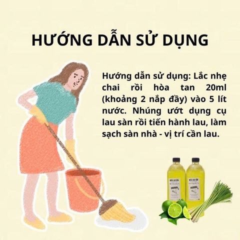 Nước Lau Sàn Tinh Dầu Chanh Sả 1 Lít - Khử Mùi, Đuổi Côn Trùng, Tạo Không Gian Trong Lành cho Nhà Bạn