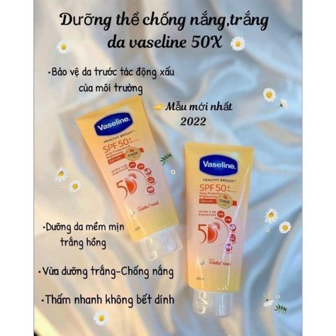 Serum Chống Nắng Toàn Thân Vaseline 50X - Bảo Vệ Da Với SPF 50+ PA++++, Dưỡng Da Sáng Rạng Ngời, 300ml