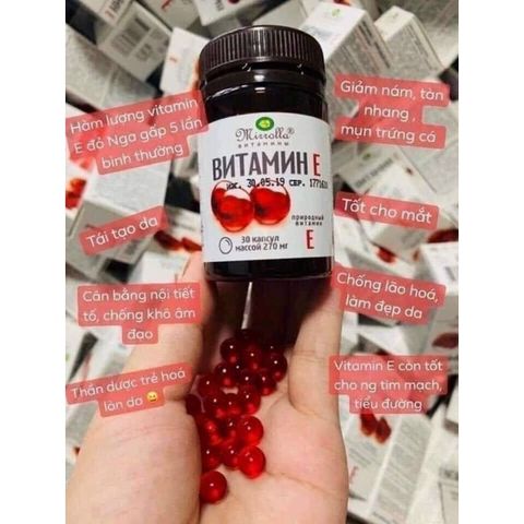 Viên Uống Vitamin E Đỏ 270mg & 400mg - Giúp Làm Sáng Da, Giảm Thâm Nám, Duy Trì Thanh Xuân Tươi Tắn