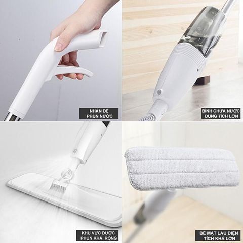 Cây Lau Nhà Phun Nước Deerma TB500 - 3 Trong 1 Tiện Ích Lau Sàn, Phun Nước, Quét Rác - Thiết Kế Thông Minh, Góc Xoay 360 Độ