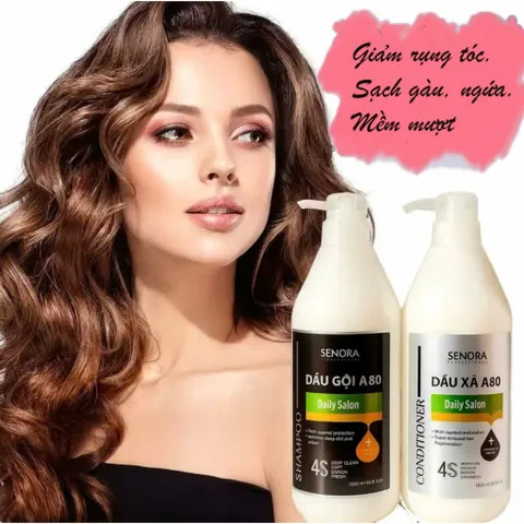 Cặp gội xả A80 SENORA 2000ml - Giảm rụng tóc, sạch gàu ngứa, mềm mượt, hỗ trợ mọc tóc khỏe mạnh tự nhiên cho salon và spa
