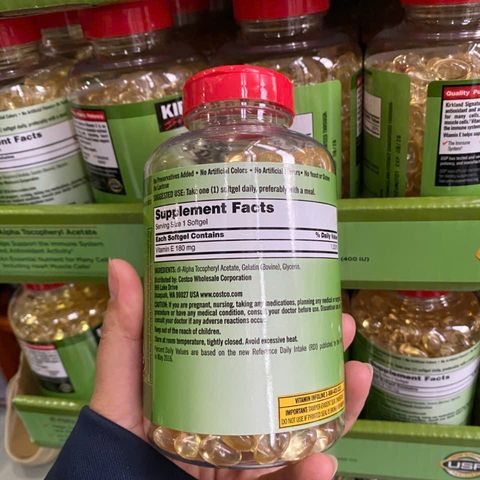 Viên Uống Vitamin E 500 Viên Kirkland Signature - Hỗ Trợ Miễn Dịch và Chống Oxy Hóa - Thực Phẩm Chức Năng Hàng Mỹ