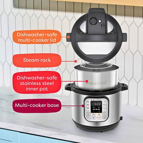 Nồi Áp Suất Điện Instant Pot Duo V5 5.7L Đa Năng - 7 Chế Độ Nấu, Giữ Ấm 10 Giờ, Lòng Inox 3 Lớp, Thiết Kế An Toàn, Nhập Khẩu Đức