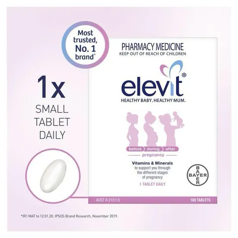  Vitamin Bầu Úc Tổng Hợp ELEVIT 100 Viên - Vitamin & Thực phẩm bổ sung cho mẹ
