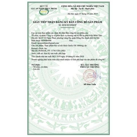 Viên uống tinh dầu tỏi không mùi Garlic Extract 1000mg 100 viên - Hỗ trợ tim mạch và cải thiện sức khỏe - Puritan's Pride