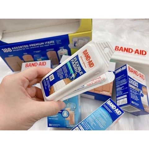 Băng cá nhân Band-Aid Brand - Hộp 188 miếng, Băng dán vết thương linh hoạt, chống thấm nước, bảo vệ và mau lành cho gia đình