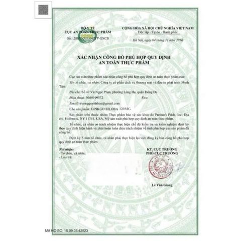 Viên uống bổ não Ginkgo Biloba 120mg Puritan's Pride - Hỗ trợ tuần hoàn não, tăng cường trí nhớ, giảm chóng mặt, đau đầu