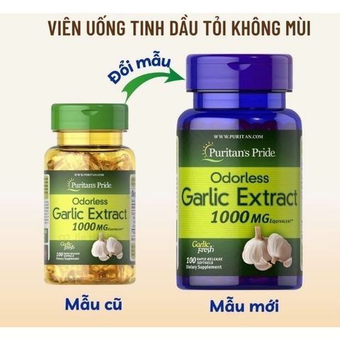 [Date 2027]Viên uống tinh dầu tỏi odorless Garlic Extract 1000mg 100v puritan's Pride - Shop Songvy