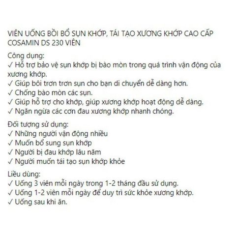 [Date 2028] Viên uống bổ sụn khớp COSAMIN DS - Shop Song Vy