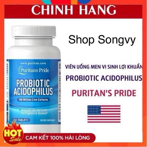 [Date 2026] Viên uống men vi sinh lợi khuẩn Puritan's Pride Probiotic Acidophilus - Shop Song Vy